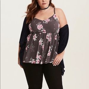 Torrid Floral Print Challis Babydoll Cami; Size 3X